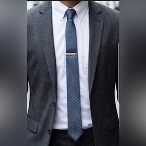NEXT Men's Dark Blue & Gray Textured Micro-Pattern Skinny Tie 100%Polyester